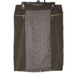 Michael Kors Michael Brown Tweed Pencil Skirt Goldtone Zippered Pockets 10 Photo 0