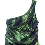 ALBION FIT Rio One Shoulder Swimsuit Size Small Black Green Tropical One Piece Photo 4