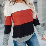 STYLISH COLORBLOCK SPLICING STRIPED TOP Size undefined Photo 12