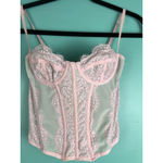 Out From Under Pink Lace Corset Bustier Top S | Sheer Mesh Lingerie Style Crop U Photo 1
