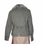 Calvin Klein Quilt Lined Trucker Jacket Faux Fur Collar Khaki Green Size Large Photo 1