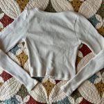 Brandy Melville White long sleeve button up cropped sweater Photo 2