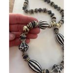 Handcrafted Black & White Beaded Necklace With Gold Accents Photo 3