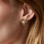Hearts Valley Pearl and Gold Studded Heart Earrings Photo 3