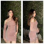 ZARA  Fitted Asymmetric Draped Organza Dress Medium One Sleeve Ruched Cocktail Photo 14