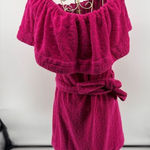 Trina Turk Out of Office Pink Floral Terry Off The Shoulder Dress Photo 0