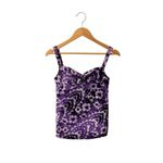 Bisou Bisou  Purple Floral Tankini Top SZ S Adjustable Straps Photo 1