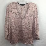 Karina Grimaldi  Pink & Tan Striped Shiny Top M Photo 2