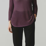 Soho New York Jeans Purple Crochet Knit Long Sleeve V Neck Tunic Top Size M Photo 0