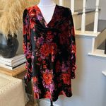 Maeve Anthropologie Cowl-Neck Velvet Dress Mini Floral Black Motif Size Small Photo 3