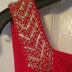 Cache Vintage Gold Label Red One Shoulder Sequin Beaded Formal Dress Size 0 XXS Photo 3