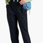 Derek Lam 10 CROSBY Cropped button-detailed cotton-blend tapered pants in Blue Photo 0