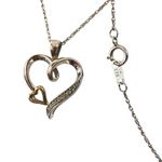 925 Sterling Silver & 10K Gold Diamond Accent Heart Pendant Necklace Jewelry Photo 2