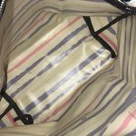 BLUE RED YELLOW CREAM STRIPED FOLDING HANDBAG / TOTE 11X15X5 Photo 2