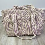 Dagne Dover large Vida organic cotton tote bag in purple/off white zebra print Photo 0