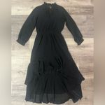 1. State  Smocked High Low Long Sleeve Dress in Black Photo 1