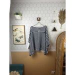 We The Free  People Main Squeeze Cropped Navy Stripped Sweatshirt - Size - Medium Photo 3