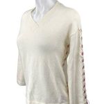 Charlie B Women's Cream White Knit Lace Up Long Sleeve V Photo 0