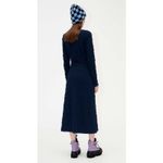 Stine Goya Orchid Midi Dress Women's Small Navy Blue Geo Daisy Long Sleeve NWOT Photo 1