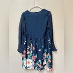 Boho Floral Lace Long Sleeve Mini Dress Blue Size M Photo 2
