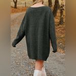 Green vneck dropped shoulder ribbed knit sweater dress size small Photo 1