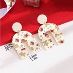 Cute Acrylic Dangle Earrings With Beige Door Photo 3