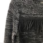 Banana Republic  Black Gray Fringe Wool Blend Knit Long Sleeve Sweater XS Photo 1