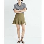 Madewell  Ruffle-Wrap Mini Skirt in Expat Olive Green 100% Cotton,‎ Size 4 Photo 12