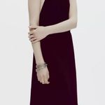 ZARA  NWT burgundy mock neck closed halter neck flowy midi dress with open back Photo 7