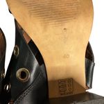 River Island ASOS Black Leather Heeled Sandals Gold Eyelet Detail Size 40 US 9 Photo 2