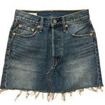 Levi's Premium Denim Blue Jean Mini Skirt Womens Size W25 Raw Hem Button Fly Photo 0