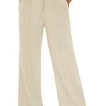 NWT ~ Women's Casual Tan Flare Leg Pockets Knit Drawstring Pull On Pants ~ MED. Photo 0