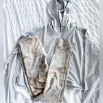 Athleta Matching Set Gold Silver Grey Size XS Cropped Leggings Hoodie Workout Photo 1