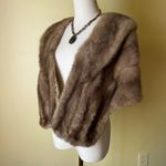 Vintage Light Brown Fur Stole Wrap Satin Lining Pockets Elegant Evening Shawl Size undefined Photo 2