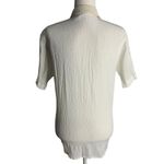 Jasmine Vintage 90s Button Up Crinkle Blouse M White Short Sleeve Embroidered Cut Outs Photo 6