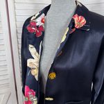 Vintage Platinum Satin Floral Maxi Skirt Crop Jacket Top Set Blue Multi Medium Photo 7