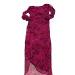 Amanda Uprichard  Dress Womens Large Pink Floral Roma Gown Ruched‎ Slit Side Photo 4