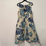 Adrianna Papell  Blue Floral Gold Metallic Square Neck Midi Dress 14 Photo 6