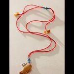 Free People NWT Red Cord Adjustable Necklace with Fish Pendant Photo 2