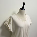 Harper Heritage Ivory Waffle Knit Lace Cap Sleeve Front Tie Medium Oversized Photo 4