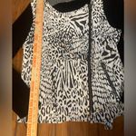 Fever Black and White Animal Print diagonal zip up sweater woman’s large Photo 3