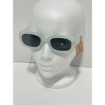 True Craft Small Rectangle Sunglasses Light Blue Transparent Frame Black Lenses Photo 1