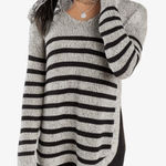 Harper Heritage Striped V-Neck Salt & Pepper Sweater Size S Photo 0