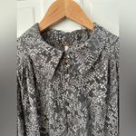 Free People Modern Muse Flowy Blouse Snakeskin Print Black Cream Oversize Size S Photo 2