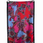 Oscar de la Renta VTG Silk Scarf Paisley Red Pink Blue Print 10x53 Oblong Wrap Photo 5