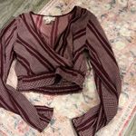 Band of Gypsies  Burgundy and ivory Wrap style Top size M Photo 6