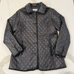 Covington  Quilted Button Front 100% Leather Jacket Womens Medium Black SuedeTrim Photo 0