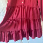 Leia n Co sz L Womens Maroon Tiered Collared Long Sleeve Button Midi Dress Fall Red Size L Photo 3