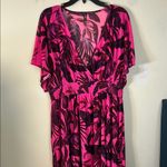 Torrid Vibrant Pink and Black Leaf Print Cover up Dress Size 1X Photo 3