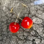 Anthropologie New!  Whimsical Cherry Drop Earrings With Gold Stems Summer Jewelry Photo 2